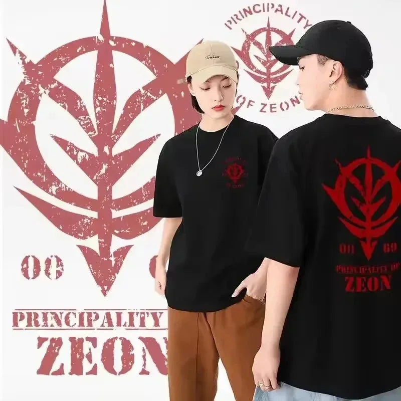 Retro Gundam Zeon Style Anime T-Shirt Men Women Unisex 3D Graphic Tee Casual Streetwear Top Summer outdoor cotton T-shirt