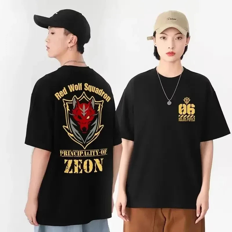 Retro Gundam Zeon Style Anime T-Shirt Men Women Unisex 3D Graphic Tee Casual Streetwear Top Summer outdoor cotton T-shirt