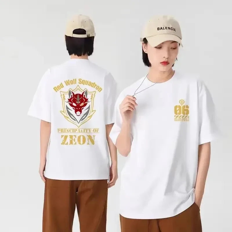 Retro Gundam Zeon Style Anime T-Shirt Men Women Unisex 3D Graphic Tee Casual Streetwear Top Summer outdoor cotton T-shirt